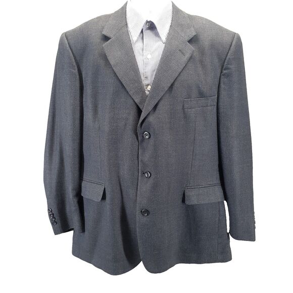 Stafford Executive Sport Coat 3 Buttons Silk Wool Men Size 46R Navy Blue - Picture 1 of 13